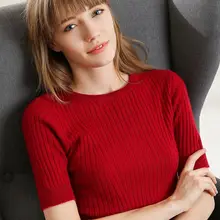 2019 Summer Cashmere Wool Sweater Spring Autumn Women Solid Short Sleeve O-neck Pullovers Jumper Knitted Sweaters 2019 Summer Cashmere Wool Sweater Spring Autumn Women Solid Short Sleeve O-neck Pullovers Jumper Knitted Sweaters