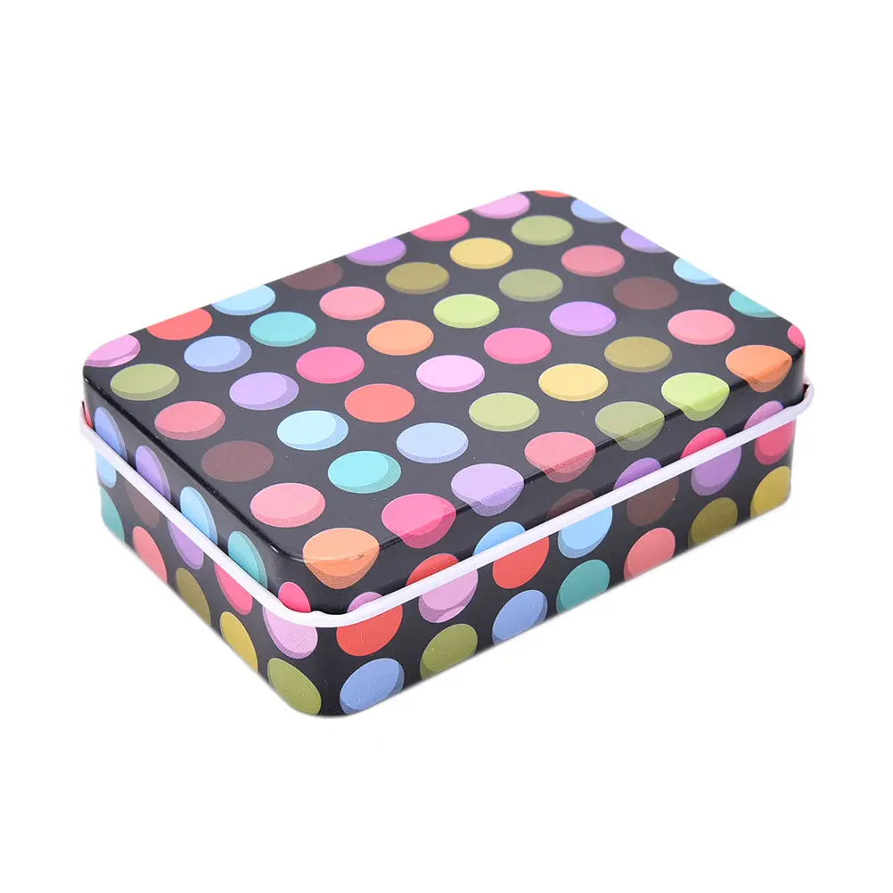 

Peerless small storage boxes Dot Print Clip Holder Case Mini Tin Metal Box Home Storage Stationery Desk Organizer Packing Boxes