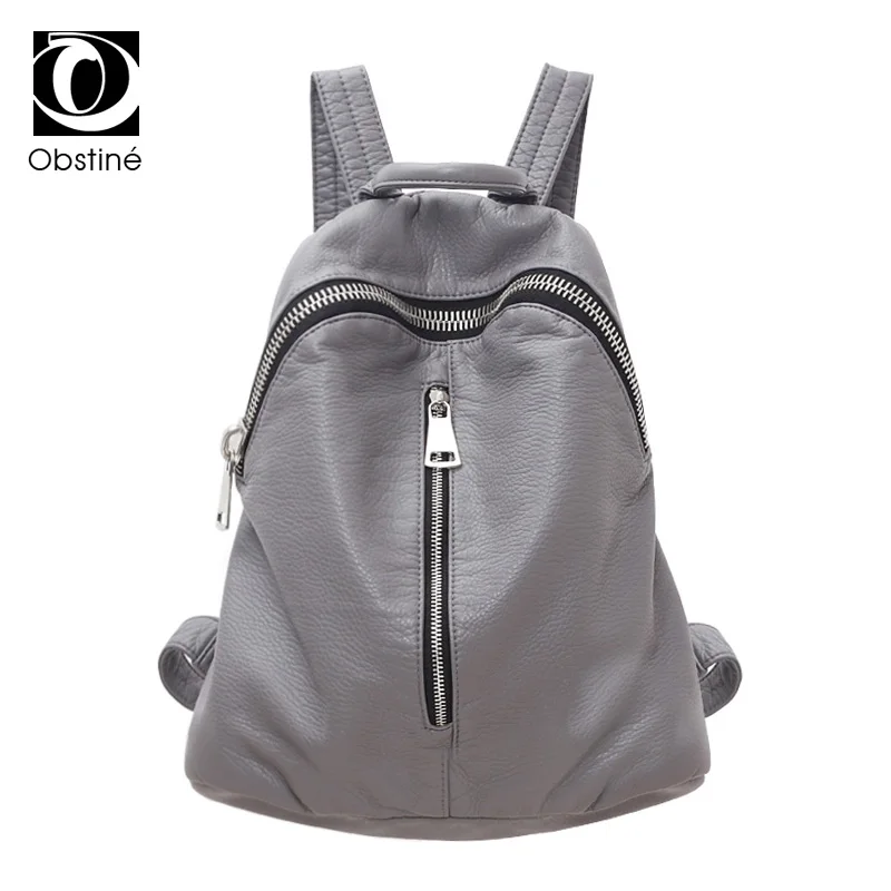 Obstine Designer Womens Backpacks Soft Washed Leather Backpack Lady Travel Bags for Teenagers ...