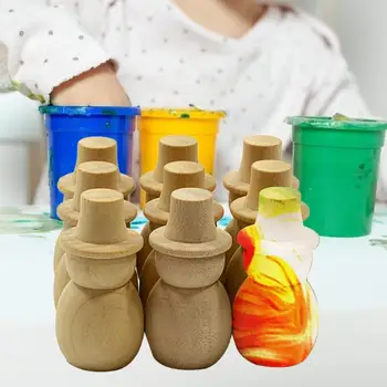 

10pcs Children Wooden Craft Toys DIY Snowman Wooden Peg Doll Wedding Cake Topper Home Decorative Craft Kids Educational Gift