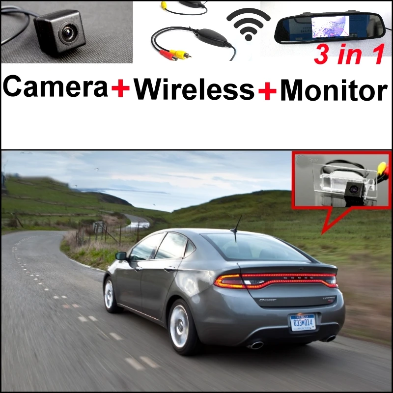 

3 in1 Special Rear View Camera + Wireless Receiver + Mirror Monitor Parking System For FIAT Viaggio For Dodge Dart 2012~2015