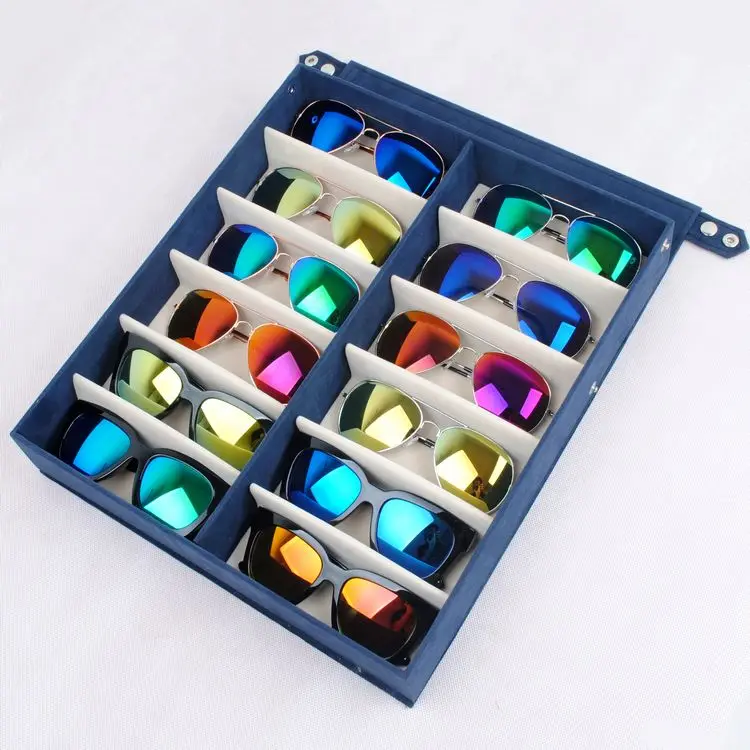 

New Style Flock sunglass Organizer For 12 pairs of Sunglasses Display Blue Color