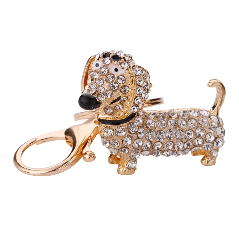 

Women Crystal Dog Keychain for Handbags Dachshund Key Chains Purse Pendant Car Holder Key Ring Animal Girls Jewelry Gift