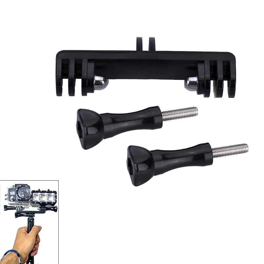 New Double Dual Bracket Tripod Holder Professional Sport Camera Handle with Screw Mount Adapter for Gopro Hero 6/5/4/3+/3/2/1