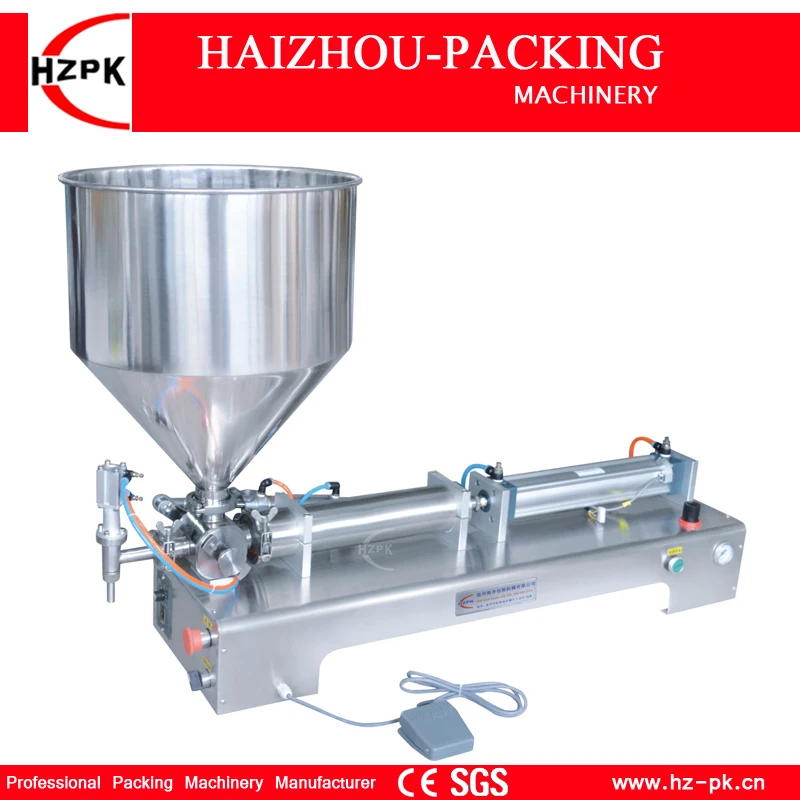 HZPK Semi-automatic Horizontal Single Head Past Filler Puree Filling Machine For Food Processor Small Industrial Packer G1WGD500 HZPK Semi-automatic Horizontal Single Head Past Filler Puree Filling Machine For Food Processor Small Industrial Packer G1WGD500