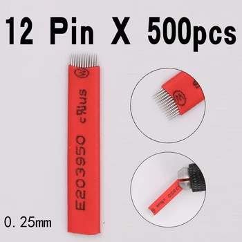 

500PCS 12 Pins Fog Needles Blade For Permanent Eyebrow tattoo needle tips thin Manual Beauty Makeup microblading blades eyebrow