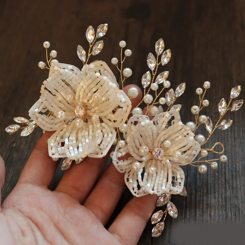 sideflowerhairornamentspurehandmadepearlbeadswomenbarrettes