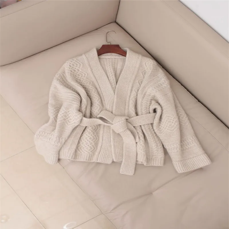 2018 autumn and winter new sweater shirt belt sweater thick women's loose sweater jacket sweater Sweaters