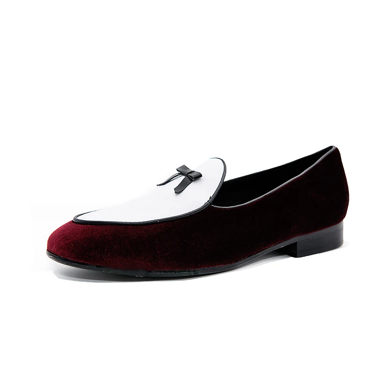 Jeder schuh/бархатные мужские лоферы ручной работы; модная мужская повседневная обувь на выпускной и свадьбу; мужская обувь на плоской подошве - Цвет: red shoes