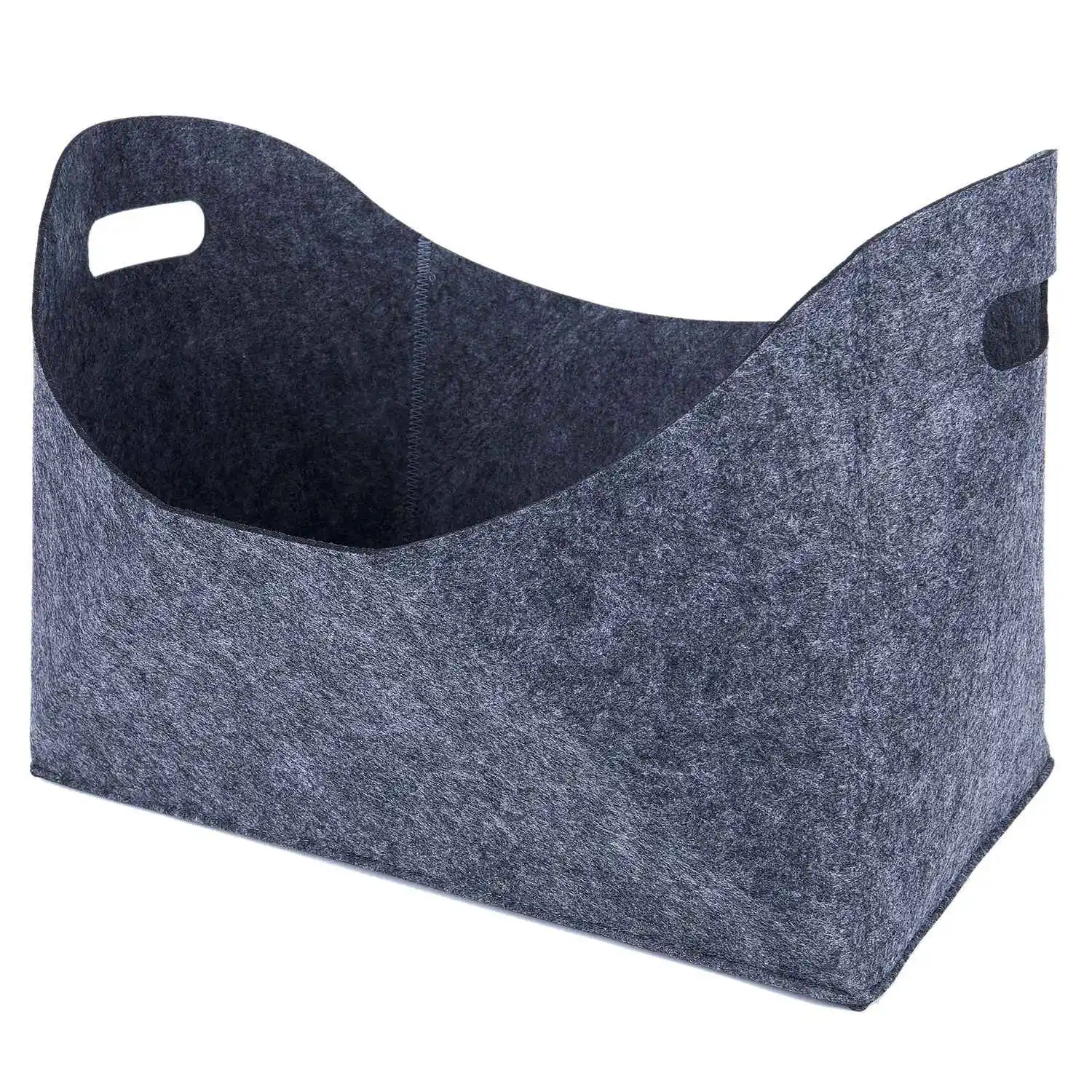 

2 pieces felt basket for firewood, firewood basket, oval shape, with two handles, anthracite, 39 x 22 x 27.5 cmd