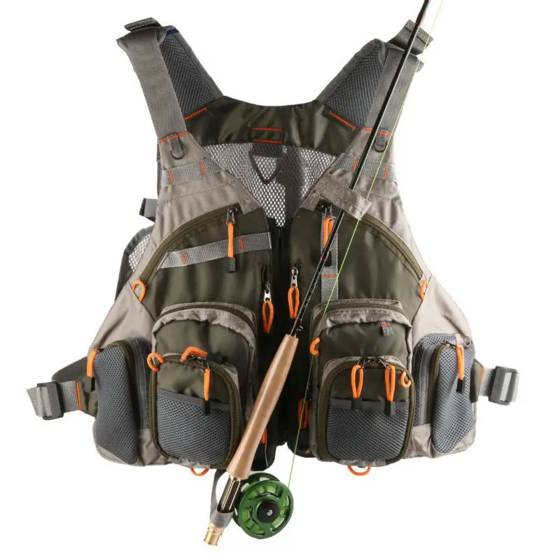 

Multifunctional Men Summer Outdoor Waistcoat Hiking Vest With Pockets Professinal Mesh Fly Fishing Angler Vest Army Green