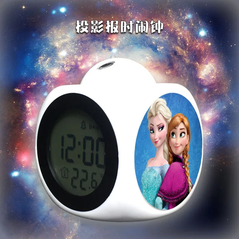 

Nixie Projection Clock Digital Alarm Clock LED Cute Cartoon Table Clocks Frozen with Temperature Decorative Kids Room Desk Watch