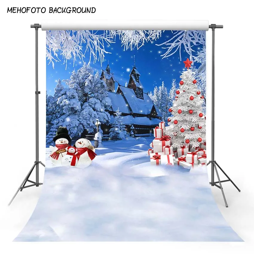 

MEHOFOTO Custom Children Photography Background 5X7FT Snow Christmas Photo Backdrops for Photo Studio CM-4695