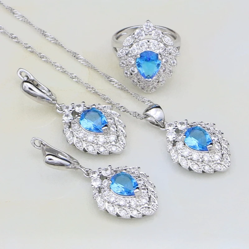 sky blue flower jewellery
