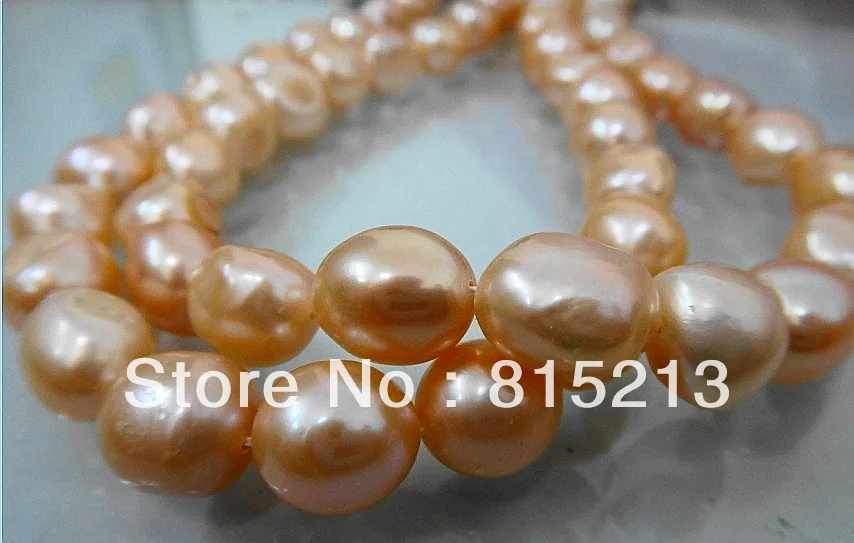 

FREE SHIPPING>>>@@ > N159 HUGE 34"13MM NATUR SOUTH SEA GENUINE GOLD PINK PEARL NECKLACE 14K FREE BLEMISHES