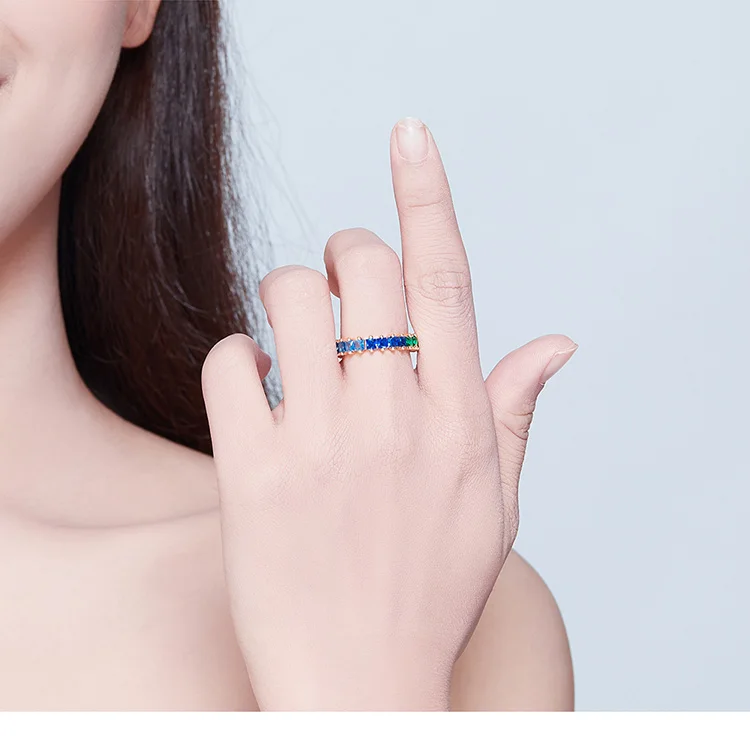Красочные кольца, медные дешевые кольца, радужные кубические циркониевые кольца на палец, Свадебные обручальные ювелирные изделия WEYR233