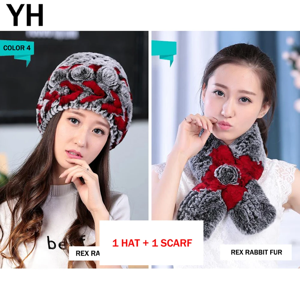 

Russia Women Natural Real Rex Rabbit Fur Hat With Rex Rabbit Fur Scarf 2019 Knitted 2 Pieces Real Rex Rabbit Fur Cap And Scarf