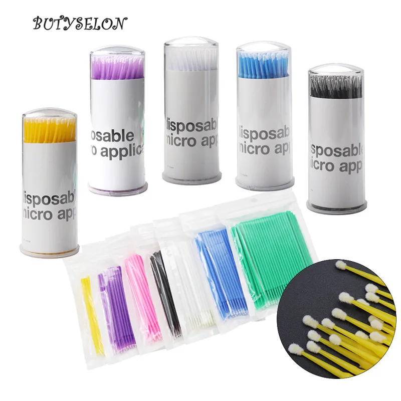 

100/300pcs Disposable Micro Applicators Brushes Makeup Brush Remove Tools for Eyelashes Extensions