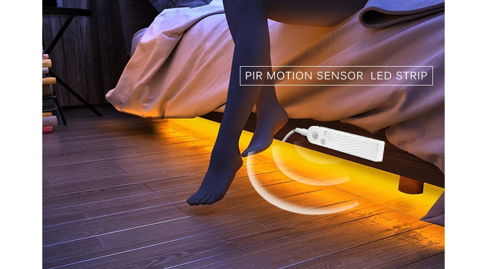 Сенсор светодиодный ночник под кровать свет PIR сенсорный детектор Управление светодиодный шкаф для ламп гардероб Kichen освещение 5 В