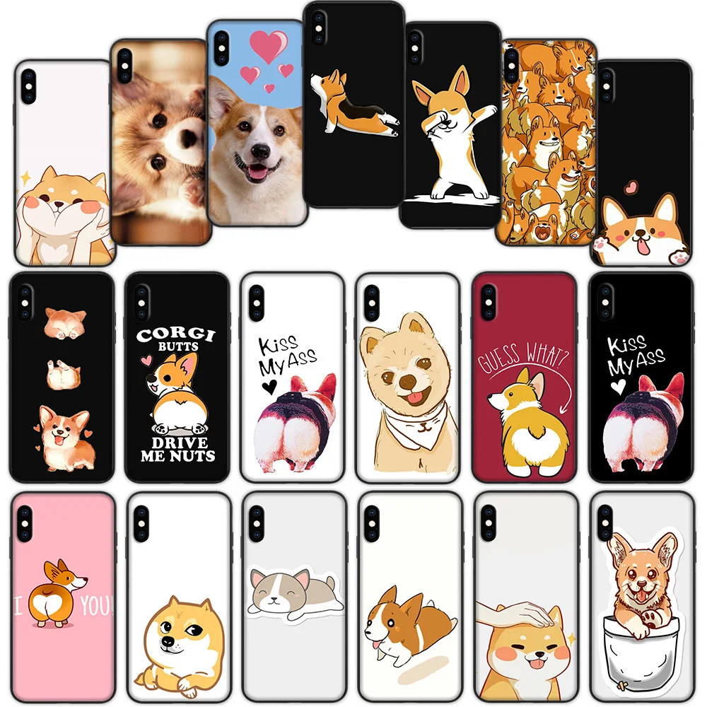 

Cute Corgi Butt Animal Puppy Soft Cover Case for iPhone XS Max XR X 7 8 6 6S Plus 5 5S SE