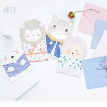 Милые животные друг конверт(4 шт)+ бумага с буквами(4 шт) набор/комплект конвертов/