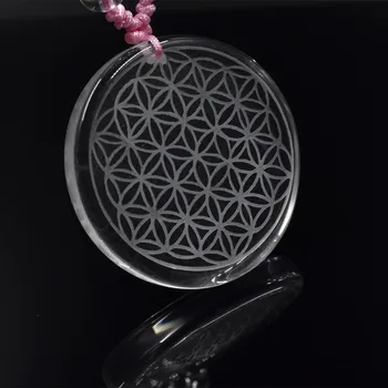 

Collier Collares 35mm High Quality Natural Quartz Crystal Pendant Flower Of Life Pendulum Pendants Chakra Suspension Healing