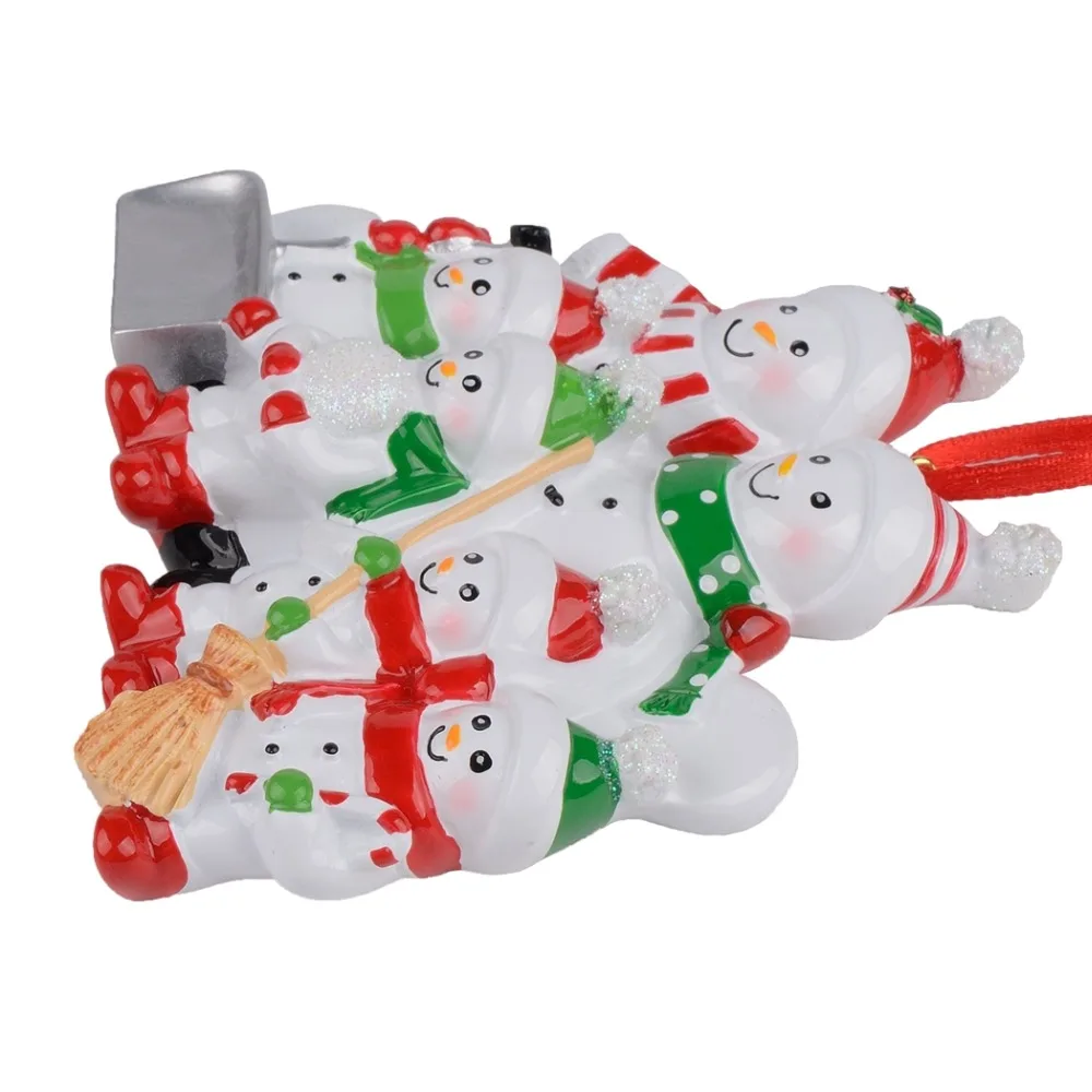 Resin Snowman Family Shovel of 6 Resin Christmas Tree Ornaments Personalized Gifts Home Holiday Decor Miniature Craft Supplies