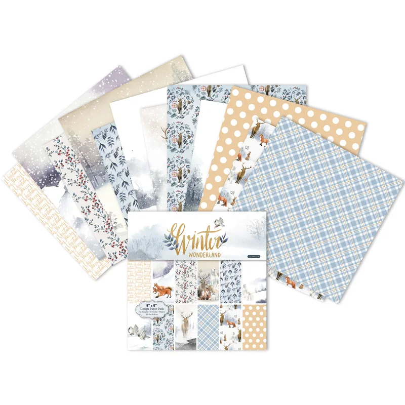 

VUAWRTG 12 Sheets Winter Scrapbooking Pads Paper Origami Art Background Paper Card Making DIY Scrapbook Paper Craft