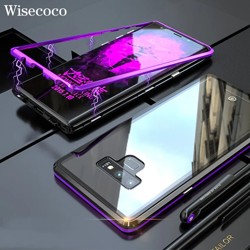 

Anti Shock Magnetic Metal Phone Case for Samsung Galaxy Note 9 8 S10 S9 S8 Plus S9plus Ultra Magnet Tempered Glass Back Cover