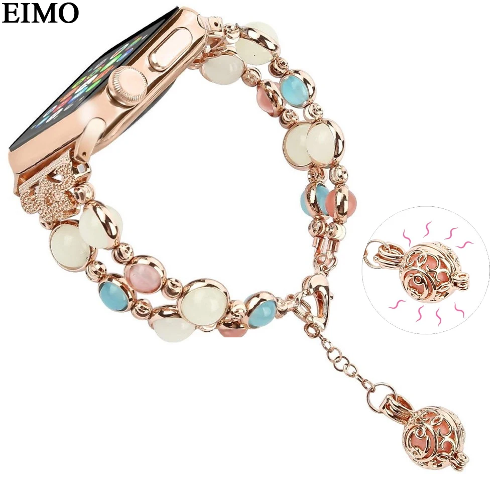 

EIMO Women Luminous Strap for apple watch 44mm 40mm iwatch series 4 3 2 1 42mm 38mm link bracelet wrist watch band