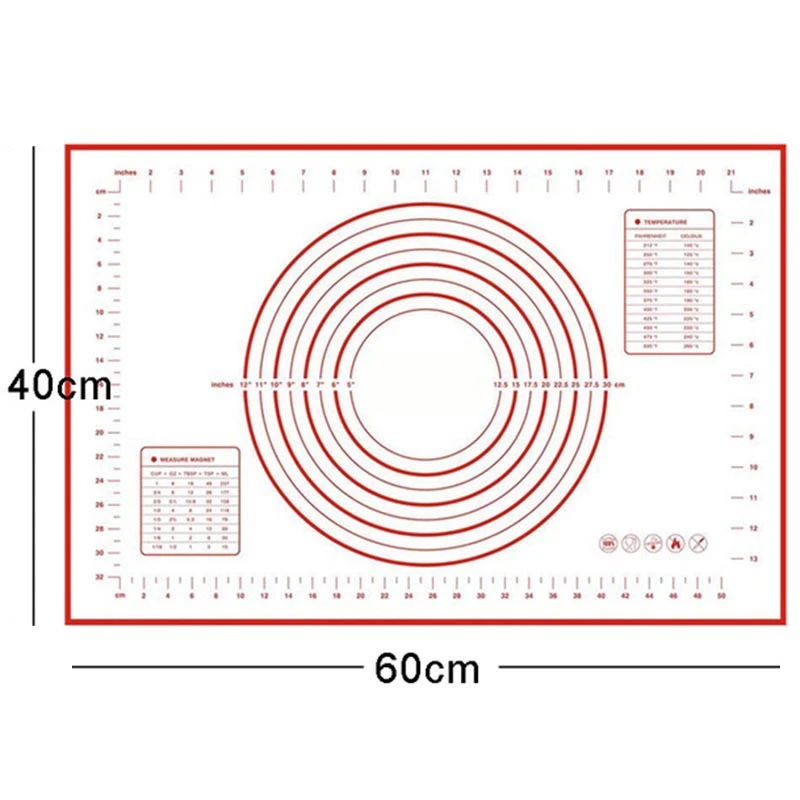 40*60 см антипригарные силиконовые коврики для выпечки стекловолокна подкладка коврик прокатки резка теста пиццы тесто для помадки, пирога, печенья инструменты
