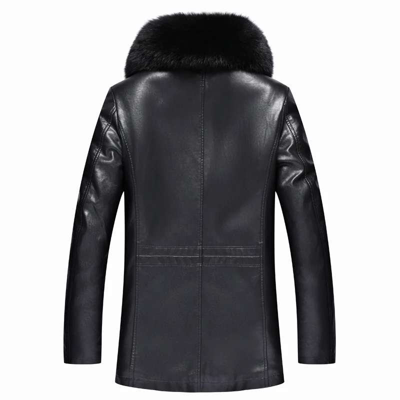 Новинка 100% роскошная Зимняя Теплая мужская кожаная куртка chaqueta cuero hombre