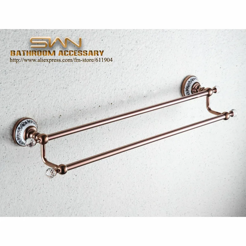 Claret Red Artistic Pattern Ceramic 24" Bathroom Towel Bar Rack Rail