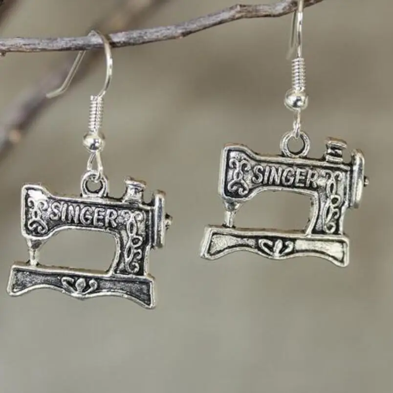 

Design Silver Bijoux Sewing Machine Scissors Drop Earrings For Women Newest Fashion Jewelry Dangle Earrings Statement Earrings