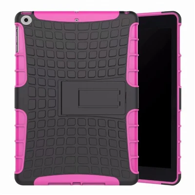 Tablet Case For iPad 9.7'' A1822 A1823 Shockproof Anti-fall Stand Tire pattern Back Cover For Apple iPad Case 9.7 inch - Цвет: Rose Red