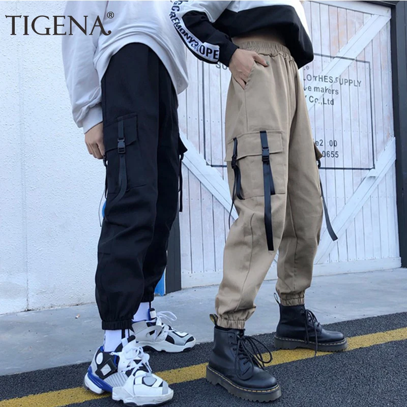 

TIGENA Plus Size 5XL Streetwear Cargo Pants Women Korean Style High Waist Pencil Trousers Women Black Khaki Pants Female