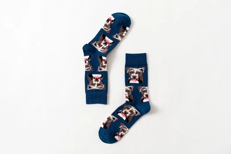 Осень Мужская Мода Собака печатающая головка носки хлопок, унисекс, красочный, крутой носки на зиму, удерживающие длинная трубка Роскошные носки Crazy забавные носки