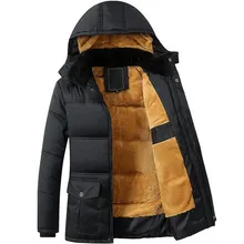 Зимняя Новинка, мужская куртка, уплотненная, плюс бархат, черный, с капюшоном, пуховик, Мужское пальто, пальто, хлопковая куртка