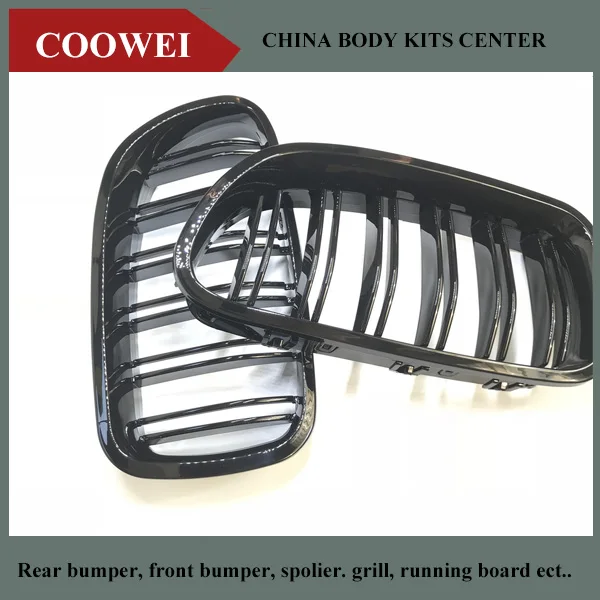 

1 Pair 5 Series F10 Glossy Black Dual Slat M5 Style Front Kidney Grille Grill For BMW F10 520i 523i 525i 530i 535i 2010+