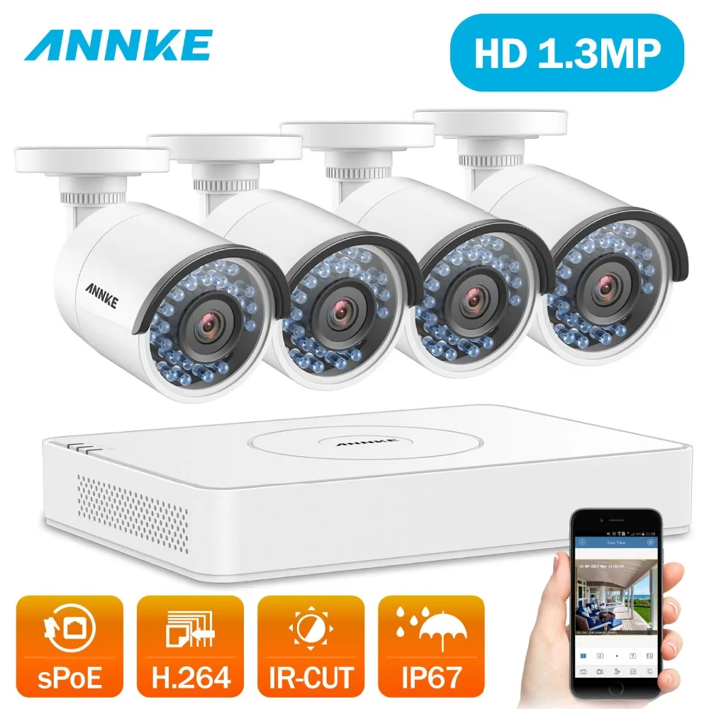 

ANNKE 8CH HD 1.3MP POE NVR kits IP67 Outdoor POE IP Camera HD 960P NVR Recorder Video Security Camera Surveillance System