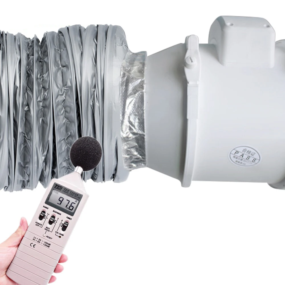 Home Ventilation Silencer Flexible Ventilation Pipe Hose-Insulated Duct Aluminum Fiber Glass Air Vent Muffler Pipe for Duct Fan
