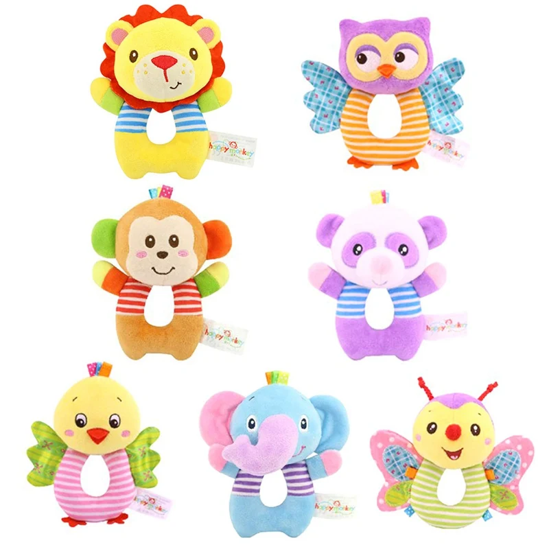 

Newborn Baby Rattle Appease Grab Infant Soft Toy Soothing Animal Toys Calm Doll Safety Bell Cat Monkey
