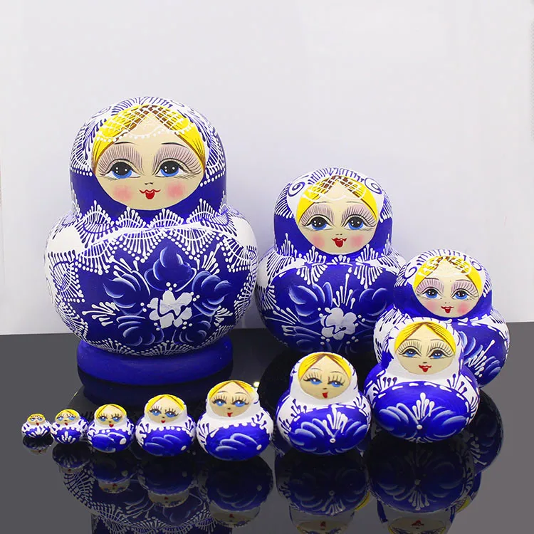 10pcssetWoodenMatryoshkaDollRussianDollsBabyToyNestingDolls