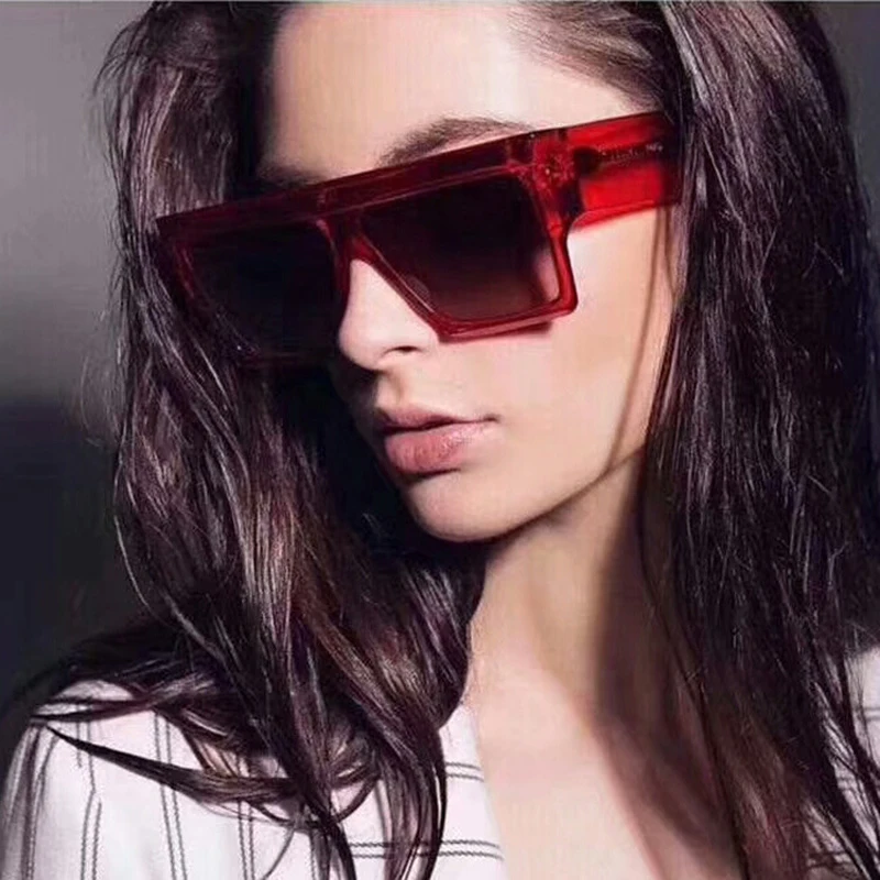 

Cool Fashion Square Pilot Sunglasses Men Women Brand Design Gradient Flat Lens PC Frame UV400 Shades oculos de sol feminino