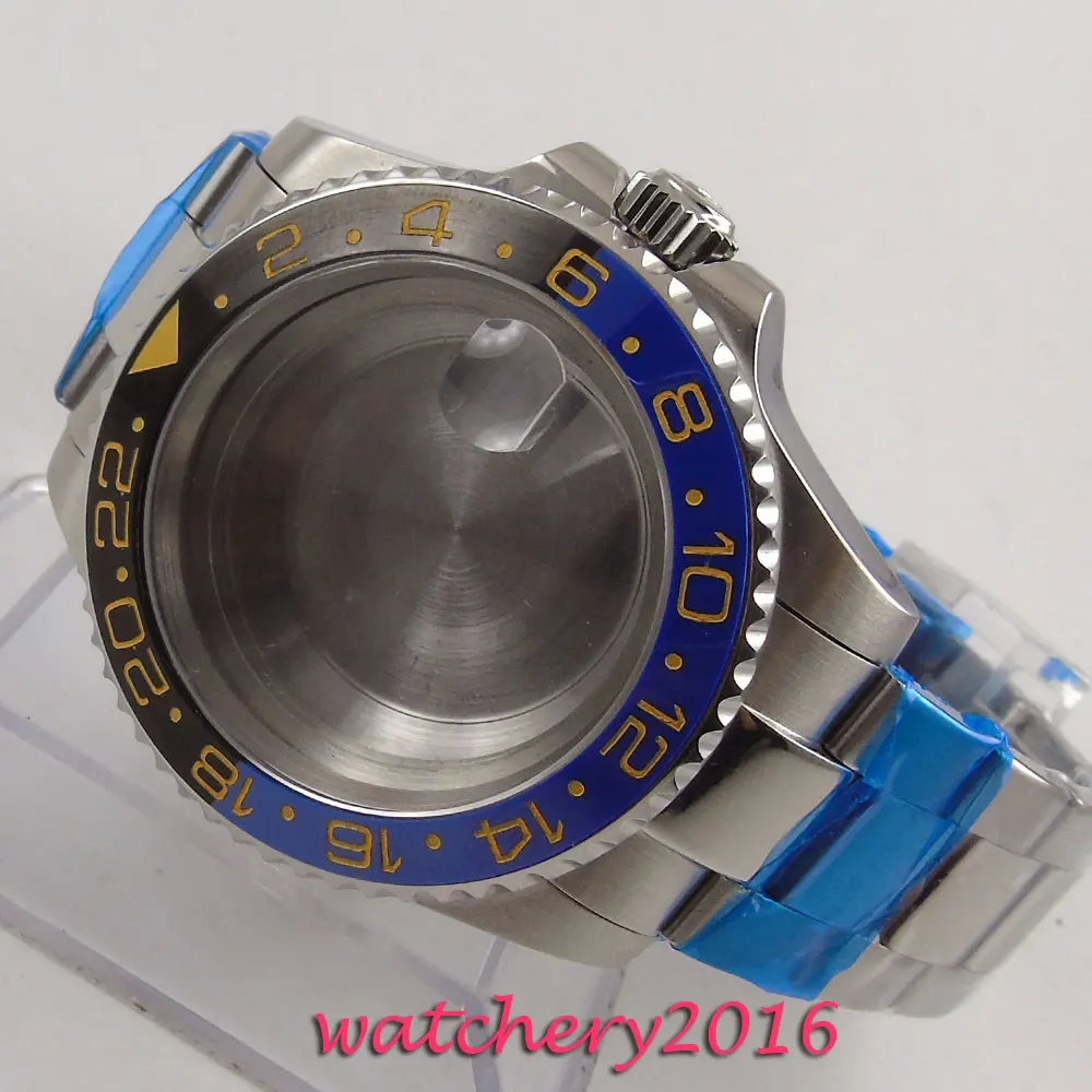 40 мм parnis керамический ободок часы с сапфировым стеклом чехол fit ETA 821A 2836 Движение