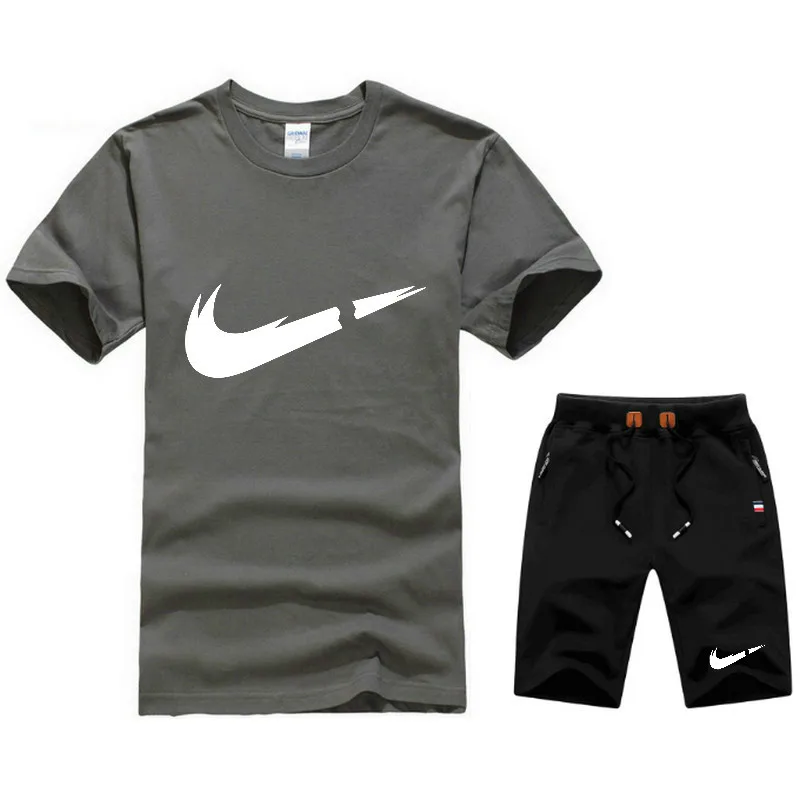 

Summer Hot Sale Men's Set T Shirt + Shorts Two Piece Casual Set Tracksuit Male 2019 New Casual Pullover Gym Fitness Shorts Men