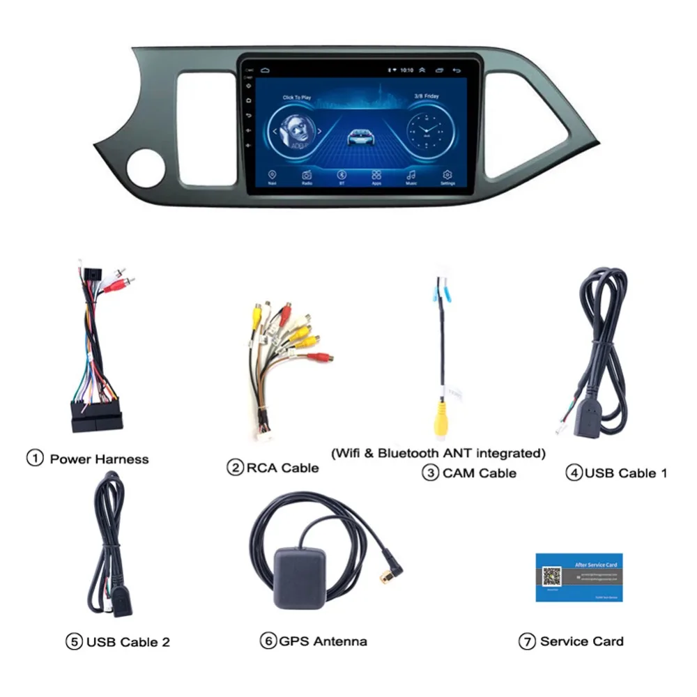 

Android 9.1 Car radio Super Slim Touch Screen GPS Navigation for Kia Morning 2013 headunit tablets Stereo Multimedia Bluetooth