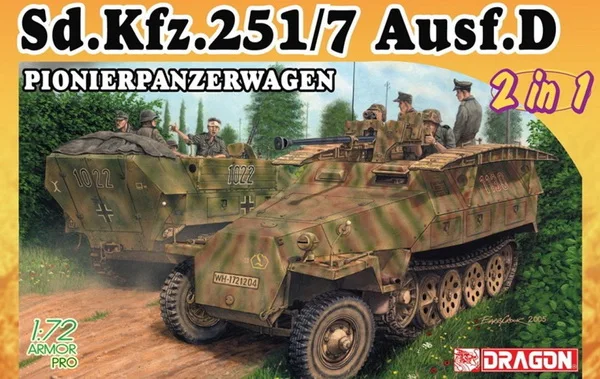 [Набор пластиковых моделей] Dragon 7605 1:72 Sd.Kfz.251/7 Ausf.D Pionierpanzerwagen 2 в 1|Наборы для сборки