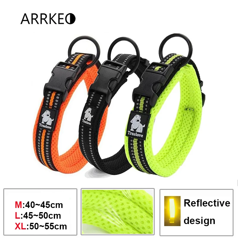 

Adjustable Nylon Dog Collar Mesh Padded 3M Reflective Collar For Dog Training Outdoor Comfortable Dog Necklace For Pet Supply