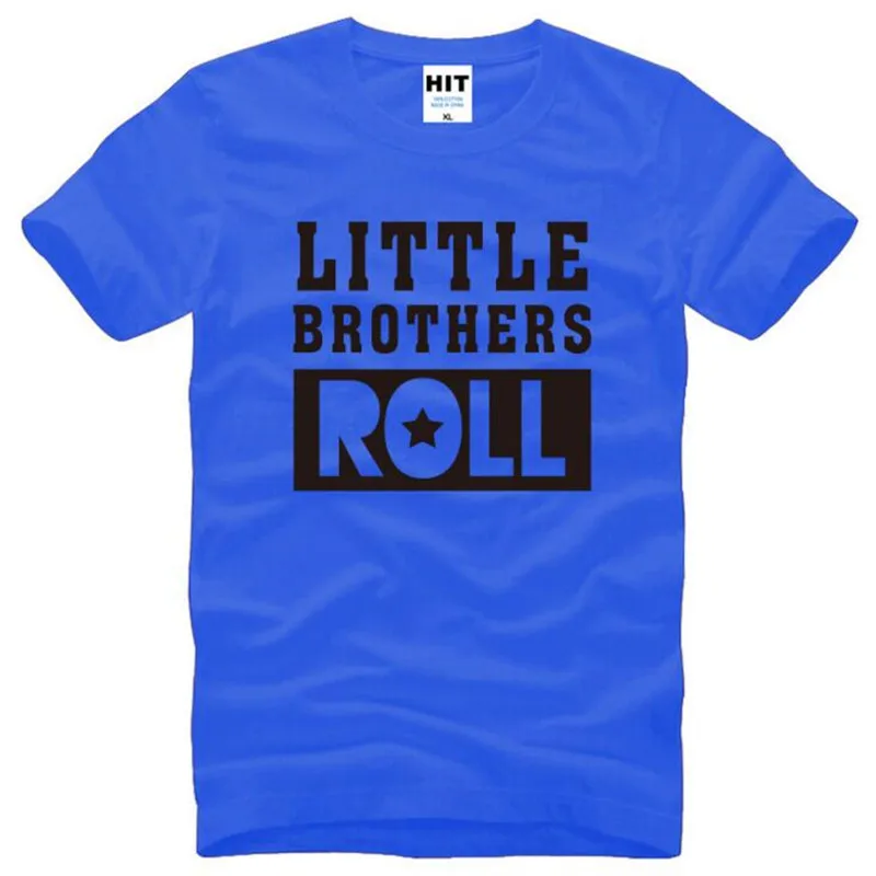 Рулонная креативная Мужская футболка с надписью &quotLittle Brothers&quot летняя стильная